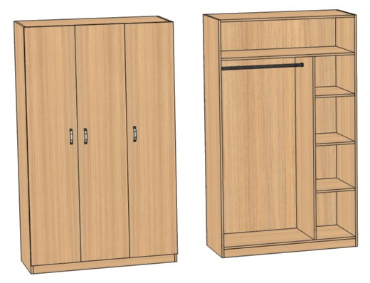 Шкаф комбинированный для одежды трехдверный 1200х520х2000 (Верона)